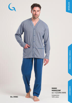 Offener Pyjama Herren M/L V60002 Tellini S.R.L. Großhandelskleidung